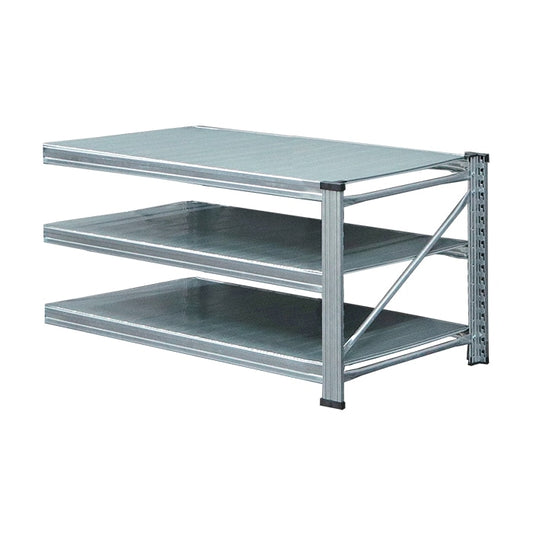 《メタルシステム：UNIRACK》 スチールシェルフ 幅112.0x高さ56.6x奥行62.7(cm) 3段  セミタイプ（連結用）