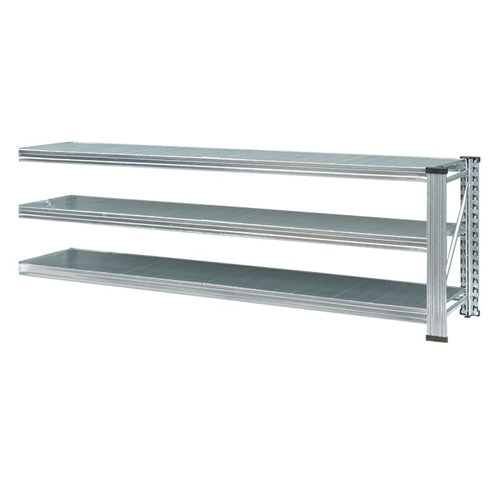 《メタルシステム：UNIRACK》 スチールシェルフ 幅187.0x高さ56.6x奥行34.7(cm) 3段  セミタイプ（連結用）