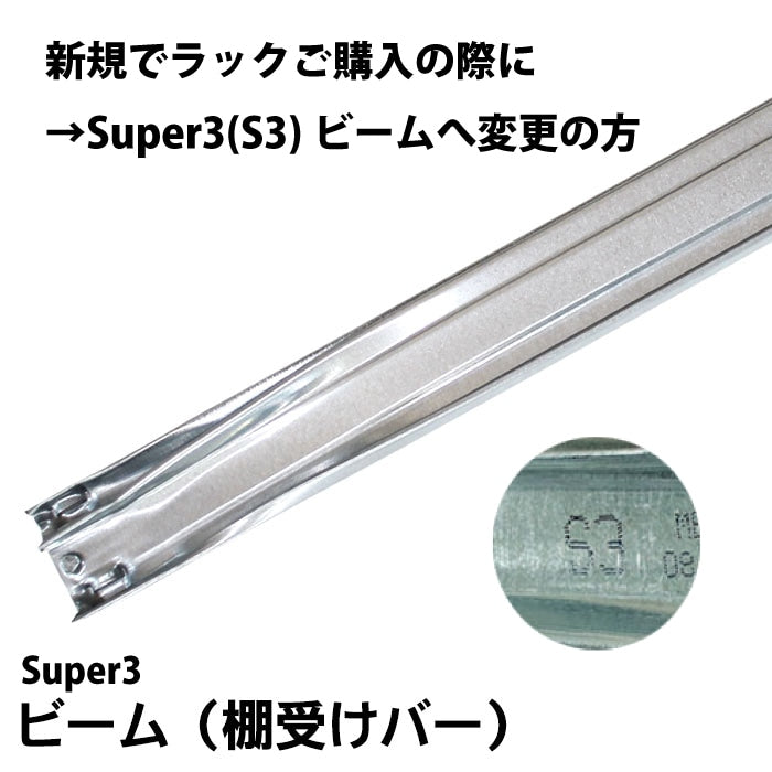《メタルシステム》（パーツ）ビーム/Super３（S３）：棚受けバーへの変更