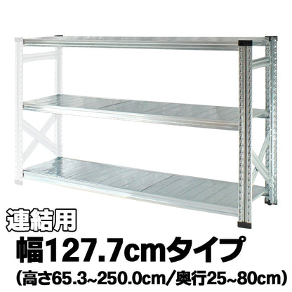 《メタルシステム：SUPER123》　スチールシェルフ　幅127.7cm　セミタイプ（連結用）