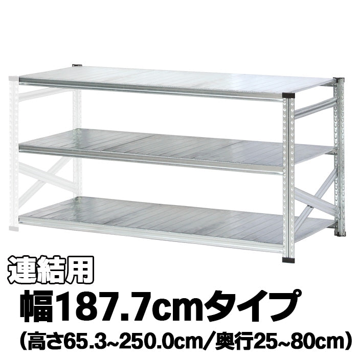《メタルシステム：SUPER123》　スチールシェルフ　幅187.7cm　セミタイプ（連結用）