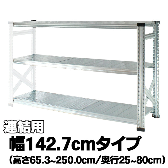 《メタルシステム：SUPER123》　スチールシェルフ　幅142.7cm　セミタイプ（連結用）