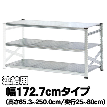 《メタルシステム：SUPER123》　スチールシェルフ　幅172.7cm　セミタイプ（連結用）