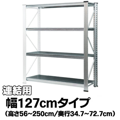 《メタルシステム：UNIRACK》　スチールシェルフ 幅127cm セミタイプ（連結用）