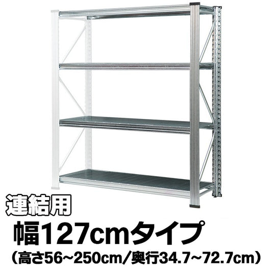 《メタルシステム：UNIRACK》　スチールシェルフ 幅127cm セミタイプ（連結用）