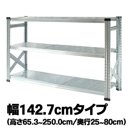《メタルシステム：SUPER123》　スチールシェルフ 幅142.7cm